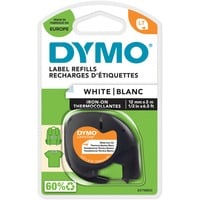 Dymo LetraTag Étiquettes Autocollantes pour Vêtements Authentique | 12 mm x 2 m | impression en noir sur fond blanc | Étiquettes autocollantes pour étiqueteuse LetraTag, Ruban Noir sur blanc, Nylon, Belgique, DYMO, LetraTag 100T, LetraTag 100H, 1,2 cm
