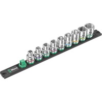 Wera Barre magnétique à douilles C Imperial 1 Jeu d'embouts de clé à douille 1/2", en pouces, Clés mixtes à cliquet Noir/Vert
