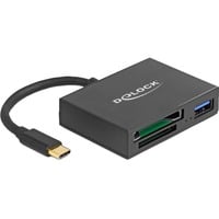 DeLOCK Lecteur de cartes USB-C pour XQ et SD avec port USB 5 Gbps Type-A Noir