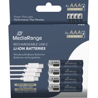MediaRange Batterie USB-C Li-Ion, Mignon AA I 1.5V | 500 mAh, pack de 4 