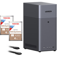 UGREEN Pack DH2300 avec 2x Toshiba N300 4 TB (MN10ADA400ES), NAS Noir