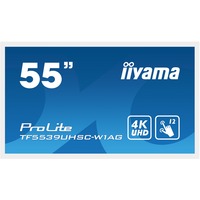 iiyama ProLite TF5539UHSC-W1AG, Affichage public Blanc, 139,7 cm (55"), 3840 x 2160 pixels, 4K Ultra HD, LED, 8 ms, Blanc