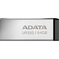 ADATA UR350 lecteur USB flash 64 Go USB Type-A 3.2 Gen 1 (3.1 Gen 1) Noir, Clé USB Nickel/Noir, 64 Go, USB Type-A, 3.2 Gen 1 (3.1 Gen 1), 100 Mo/s, Sans capuchon, Noir