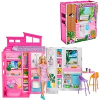  Barbie-Maison de vacances-Coffret et poupée, 4 zones et 11 accessoires, Décor 4 zones et 11 accessoires, 3 an(s)