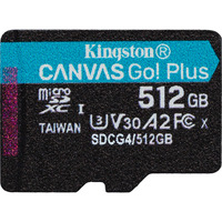 Kingston Canvas Go! Plus microSDXC 512 GB, Carte mémoire Noir, Class 10, UHS-I U3, V30, A2