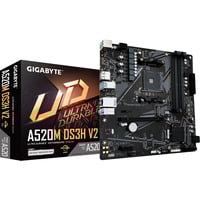 GIGABYTE Carte mère A520M DS3H V2 - Prend en charge les processeurs AMD Ryzen série 5000 AM4, jusqu'à 4733 MHz DDR4 (OC), PCIe 3.0 x16, LAN GbE, USB 3.2 Gen 1 carte mère socket AM4 jusqu'à 4733 MHz DDR4 (OC), PCIe 3.0 x16, LAN GbE, USB 3.2 Gen 1, AMD, Emplacement AM4, AMD Ryzen 3000 Series, AMD Ryzen Threadripper 3000 Series, AMD Ryzen Threadripper PRO 3000 WX-Series, Emplacement AM4, 128 Go, DDR4-SDRAM