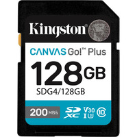 Kingston Canvas Go! Plus SDXC 128 Go, Carte mémoire Noir, Classe 10, UHS-I U3, V30