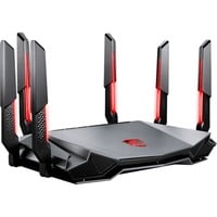 MSI RADIX AXE6600 WIFI 6E TRI-BAND routeur sans fil Gigabit Ethernet Bi-bande (2,4 GHz / 5 GHz) Noir, Rouge Wi-Fi 6 (802.11ax), Bi-bande (2,4 GHz / 5 GHz), Ethernet/LAN, Noir, Rouge, Routeur