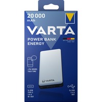 Varta Energy 20000 Lithium Polymère (LiPo) 20000 mAh Noir, Blanc, Batterie portable Blanc/Noir, 20000 mAh, Lithium Polymère (LiPo), 3,7 V, Noir, Blanc