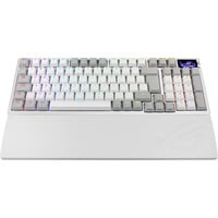 ASUS ROG Azoth 96 HE RGB clavier gaming Blanc, Layout DE (QWERTZ), ROG HFX V2, 96%, Avec fil &sans fil, USB + RF Wireless + Bluetooth, Magnetic-mechanical key switch, QWERTZ, LED RGB, Blanc