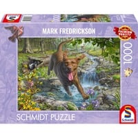 Schmidt Spiele Mark Fredrickson : Amour des chiens - promenade de printemps avec Labrador Retriever, Puzzle 