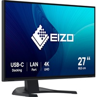 EIZO EV2740X-BK 27" 4K Ultra HD Moniteur Noir, 1x DisplayPort, 2x HDMI, 2x USB-C, 3x USB-A, 1x RJ-45