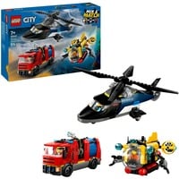 LEGO City - Remix d'hélicoptères, de camions de pompiers et de sous-marins, Jouets de construction 60462 | set de 3 véhicules modulaires