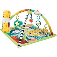 Mattel – Mon Tapis de la Jungle 2.0, Arche de jeu/couverture Tapis de jeux pour bébé, Barre d'activités, Sonore, Multicolore, Plastique