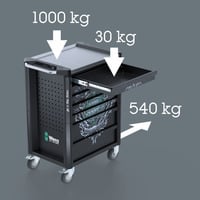 Wera 9706 Tool Rebel Chariot d'atelier Stainless 2, avec équipement, Chariot à outils Noir/Argent