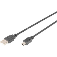 Digitus Câble USB 2.0, connecteur USB-A > connecteur mini USB Noir