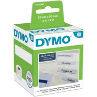 Dymo LW - Étiquettes pour dossiers suspendus - 12 x 50 mm - S0722460 Blanc, Blanc, Imprimante d'étiquette adhésive, Papier, Permanent, Rectangle, LabelWriter