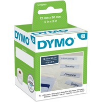 Dymo LW étiquettes autocollantes authentiques pour dossier suspendu | 12 mm x 50 mm | rouleau de 220 étiquettes faciles à décoller | pour les étiqueteuses LabelWriter Blanc, Blanc, Imprimante d'étiquette adhésive, Papier, Permanent, Rectangle, LabelWriter