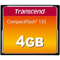Transcend TS4GCF133 mémoire flash 4 Go CompactFlash MLC, Carte mémoire Noir, 4 Go, CompactFlash, MLC, 50 Mo/s, 20 Mo/s, Noir