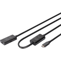 Digitus Câble de rallonge actif USB 3.2 Gen 1, connecteur USB-C > prise USB-C, Câble d'extension Noir