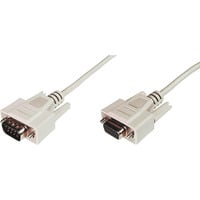 Digitus Câble de rallonge pour transfert de données série, D-Sub9 (mâle) > D-Sub9 (femelle), Câble d'extension Beige