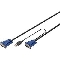 Digitus KVM cable USB for KVM consoles, Câble 3 m, PS/2, PS/2, VGA, Multicolore, Noir, USB