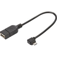 Digitus Adaptateur USB 2.0, connecteur Micro USB 90° > prise USB-A Noir