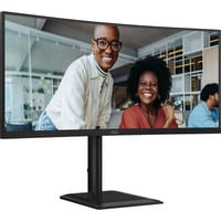 AOC CU34E4CV 34" Moniteur UltraWide incurvé Noir, 1x DisplayPort, 2x HDMI, 1x USB-C, 4x USB-A, 1x RJ-45, 120 Hz, 86,4 cm (34"), 3440 x 1440 pixels, 4 ms, Noir