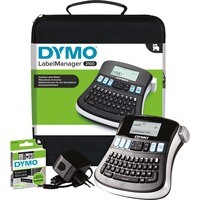 Dymo LabelManager ™ 210D QWERTZ Kitcase, Étiqueteuse Noir/Argent, QWERTZ, Transfert thermique, 180 x 180 DPI, 12 mm/sec, Noir, Gris