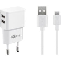 goobay Set de charge double Micro-USB 18 Watt Blanc