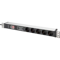 Digitus Bloc multiprises 19" avec profilé en aluminium, 5 prises, 1U Noir/en aluminium