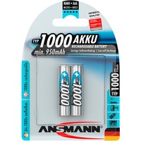 Ansmann 1000mAh NiMh Professionnel, Batterie Argent, AAA, 1000mAh, AAA / HR03, Hybrides nickel-métal (NiMH), 1,2 V, 1000 mAh, Argent