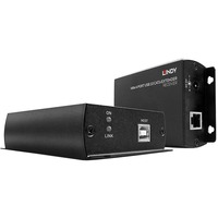 Lindy 42710 extension KVM Émetteur et récepteur, Rallonge USB Noir, Émetteur et récepteur, Avec fil, 140 m, Cat5e, Cat6, Noir, Aluminium