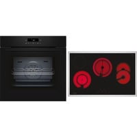 Neff B2CCJ7AK3 + T18SDH9L0 set d'appareils de cuisine Céramique Four électrique, Ensemble four Noir/en acier inoxydable, Céramique, 4 zone(s), Verre-céramique, Noir, Tactile, 79,5 cm
