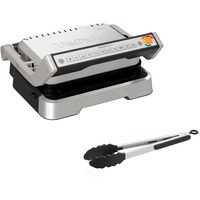 Tefal OptiGrill 2in1 GC773D10 Gril de contact grill à contact électrique Acier inoxydable, Acier inoxydable, Métal, Rectangulaire, Boutons, Rotatif, Plaque, 600 cm²