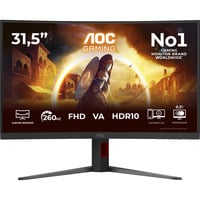 AOC C32G4Z 31.5" Moniteur gaming incurvé Noir, 1x DisplayPort, 1x HDMI, 240 Hz, 80 cm (31.5"), 1920 x 1080 pixels, Full HD, LCD, 4 ms, Noir, Rouge