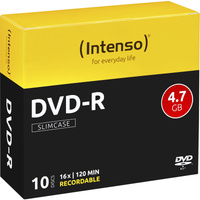 Intenso DVD-R 4.7GB, 16x 4,7 Go 10 pièce(s), Support vierge DVD 16x, DVD-R, 120 mm, Petit boitier, 10 pièce(s), 4,7 Go