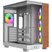 Thermaltake View 380 XL WS ARGB boîtier midi tower Blanc/bois | 2x USB-A | 1x USB-C | RGB | Verre Trempé