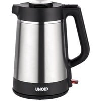 Unold 18715 bouilloire 1,5 L 1800 W Noir, Acier inoxydable Acier inoxydable/Noir, 1,5 L, 1800 W, Noir, Acier inoxydable, Plastique, Acier inoxydable, Indicateur de niveau d'eau, Sans fil