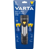 Varta Day Light Multi LED F30 Noir, Argent, Jaune Lampe torche, Lampe de poche Lampe torche, Noir, Argent, Jaune, Synthétique ABS, Aluminium, Caoutchouc, LED, 14 lampe(s), 70 lm