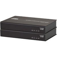 ATEN Système d'extension KVM DVI HDBaseT avec ExtremeUSB® (1920 x 1200 à 100m), Amplificateur de ligne Noir, Émetteur et récepteur, Avec fil, 100 m, Cat5e, 1920 x 1200 pixels, Liaison, Énergie, USB, Video