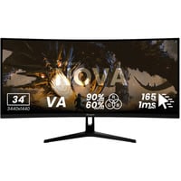 Arozzi Nova 34T2K165 34" Moniteur UltraWide gaming incurvé Noir, 2x DisplayPort, 2x HDMI, 165 Hz