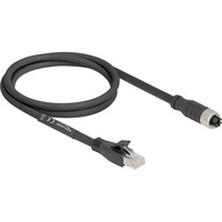 DeLOCK Câble M12 X-codé prise 8 broches > connecteur RJ-45, Cat.5e S/FTP Noir