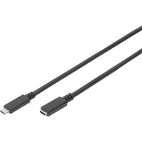 Digitus Câble de rallonge USB 2.0, connecteur USB-C > prise USB-C, Câble d'extension Noir