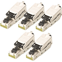 Digitus Connecteur de terrain CAT 6A STP capuchon anti-poussière/protection contre les plis, 5 pièces, Prise de courant Argent