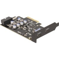 DeLOCK PCIe x4 vers 2x USB C + 1 x USB interne 10 Gbps Type-E Key A + 19 broches, Carte d'interface 