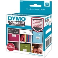 Dymo LabelWriter™ Durable - 25 x 54mm, Étiquette Blanc, Imprimante d'étiquette adhésive, Polypropylène (PP), Permanent, Universel, -18 - 50 °C