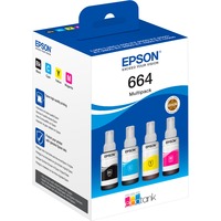 Epson 664 EcoTank 4-colour Multipack, Encre Original, Noir, Cyan, Magenta, Jaune, EcoTank L555 EcoTank L355 EcoTank ET-4500 EcoTank ET-2650 EcoTank ET-2600 EcoTank ET-2550 EcoTank..., 70 ml, 70 ml, Jet d'encre