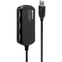 Lindy Rallonge active USB 2.0 Pro avec Hub 4 ports, 12m, Hub USB 12m, 480 Mbit/s, Noir, 12 m, Win ME, 2000, XP, Vista Mac OS Linux, 463 g, USB 2.0/1.1