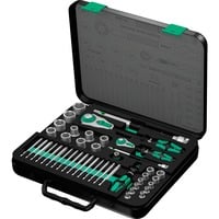Wera 8100 SA/SC 2 Jeu de douilles Zyklop, Set d'outils Noir/Vert, Clé à cliquet de 43 pièces avec tête pivotante